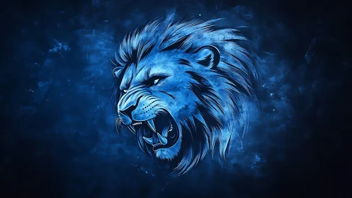 Cobalt roar of the midnight lion, carved in electric smoke.