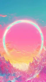 Candy nebula sunrise loops through a colossal neon halo