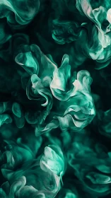 Teal smoke plumes curl and twist in dense abstract motion