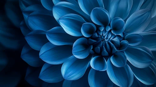 Blue Dahlia Macro: Layered Petals with High-Key Volumetric Lighting