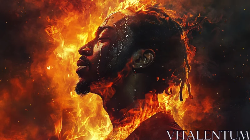 Intense Portrait Engulfed in Powerful Flames