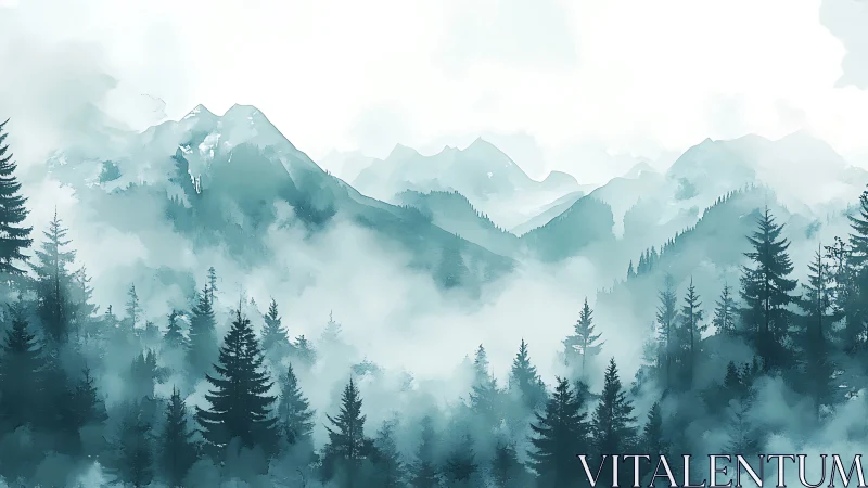 Misty Mountains Embrace Morning Light.