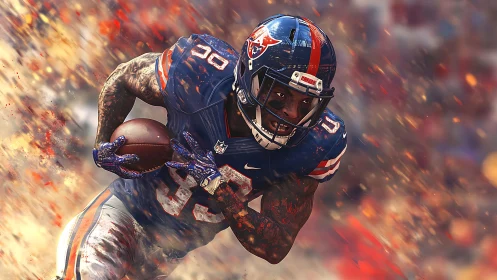 Dynamic running back rendered with explosive motion blur effects