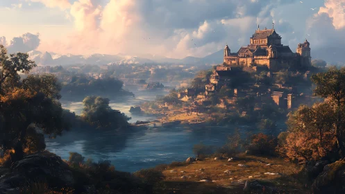 Sunlit river kingdom leans into the clouds and remembers