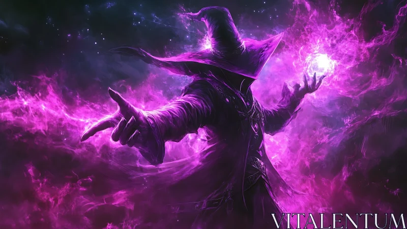 Mystic violet sorcerer weaving a storm of wild starlight.