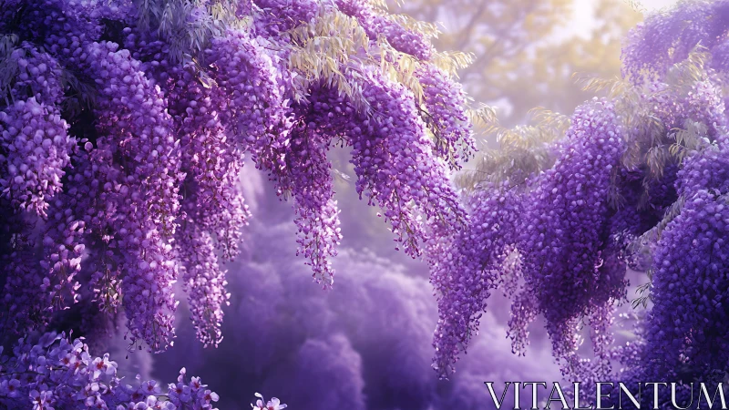 Purple Wisteria Canopy in Ethereal Mist.