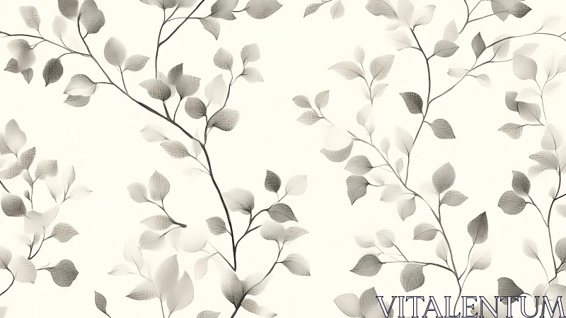 Monochrome leafy branches form a repeating vector pattern