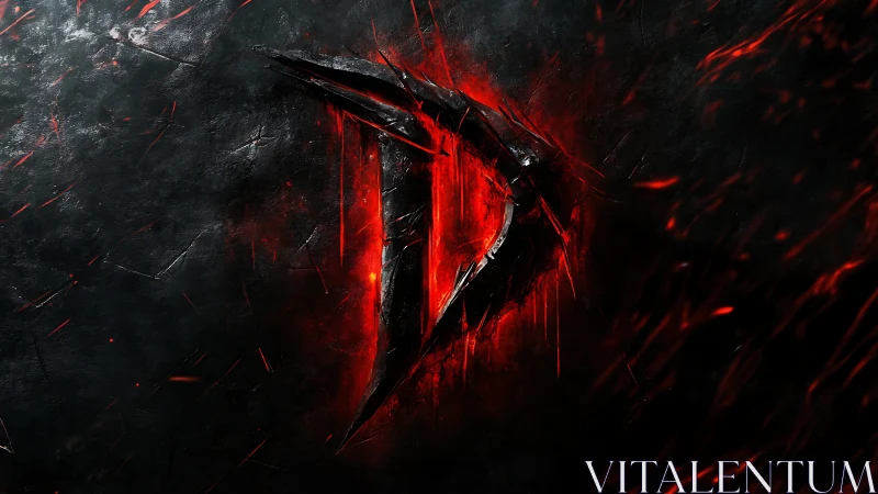 Shattered crimson emblem slashing through black voidscape.