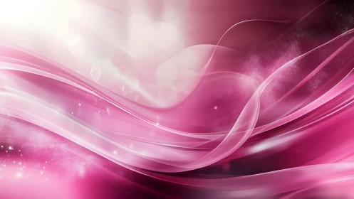 Radiant pink light waves flow through a dreamy abstract space