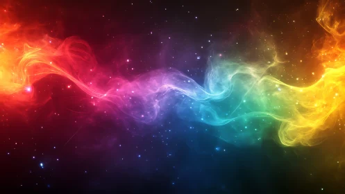 Colorful cosmic nebula stream across deep space field.