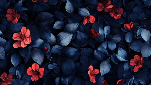 Crimson Blooms Against the Midnight Garden.