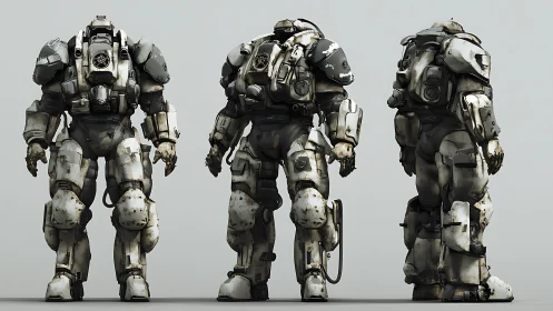 Weathered war mech quietly rehearses its next battlefield entrance