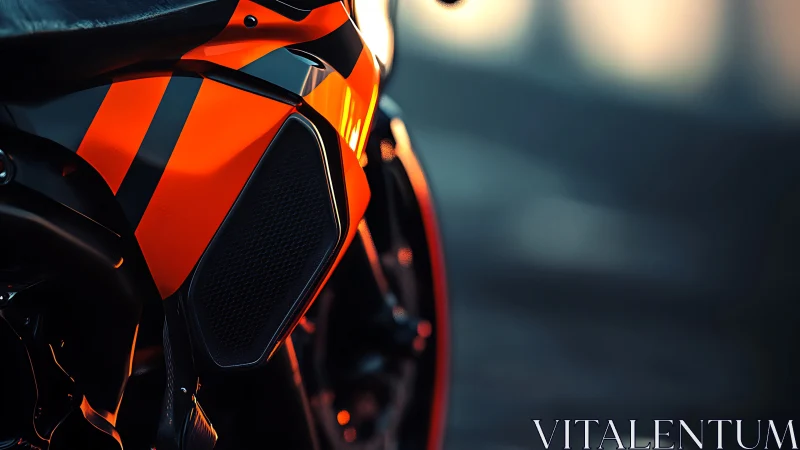 High-contrast sportbike fairing with angular intake and gloss reflections