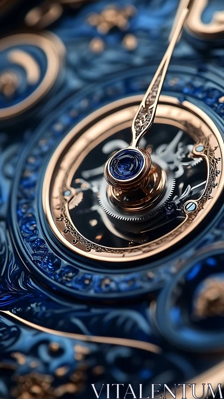 Ornate blue and gold watch dial celebrates refined timekeeping