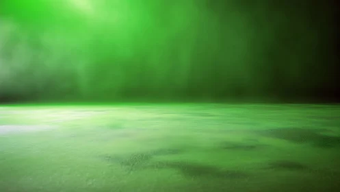 Green illuminated foggy surface with shallow depth of field