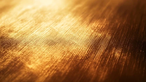 Brushed Golden Metal Surface with Warm Lighting and Texture.