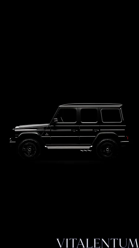 Midnight profile of luxury off-road SUV in minimal light.