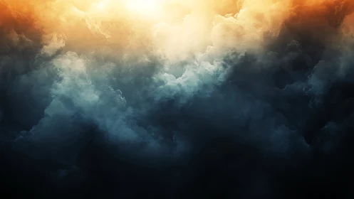 Stormlit heavens where molten dawn collides with shadowed cloud.