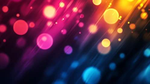 Glowing neon orbs drifting through a midnight color stream.