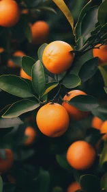Sunlit citrus chorus swaying in deep evergreen shadows.