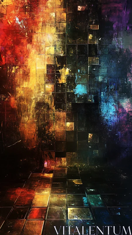 Shimmering abstract corridor dissolves into rich prismatic shadow