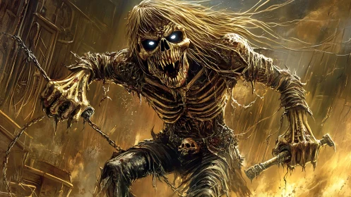 Rotted warlord lunges forward, eyes blazing like furnace coals