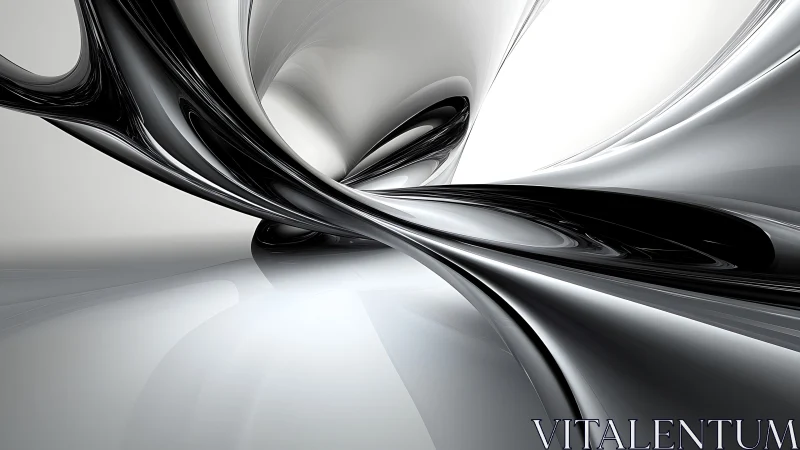 Parametric chrome ribbons curve through high-gloss abstract continuum