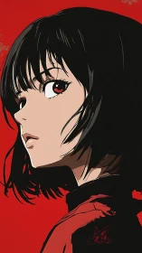 Crimson silence wraps the sharp gaze of a midnight rebel