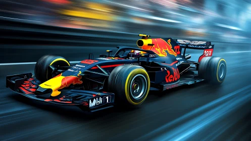 Blazing Formula race car surges forward with thrilling speed