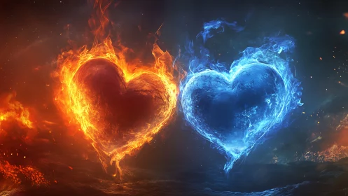 Opposing Fire and Ice Hearts in Dynamic Elemental Clash