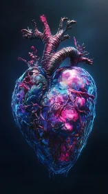 Neon Heart Pulses with Bioluminescent Energy