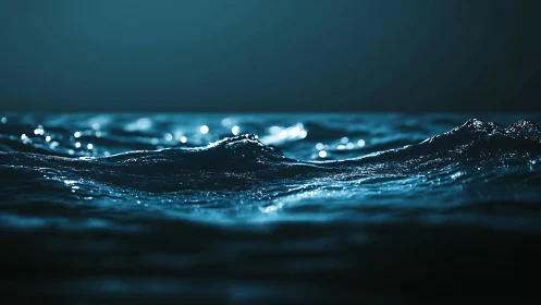 Moonlit micro-waves shimmer on an endless midnight sea.