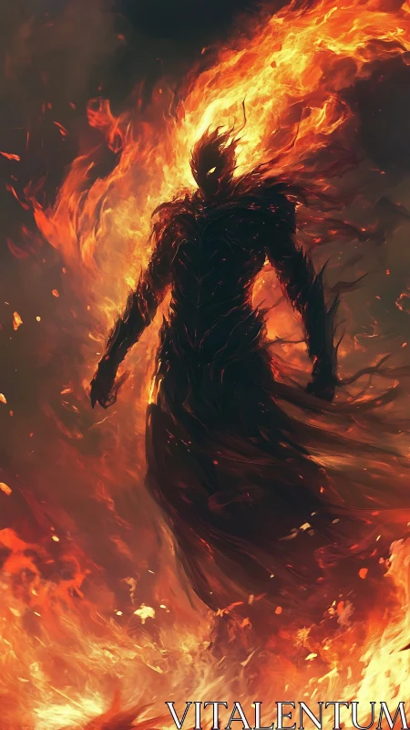Fire elemental figure rising from swirling inferno flames.