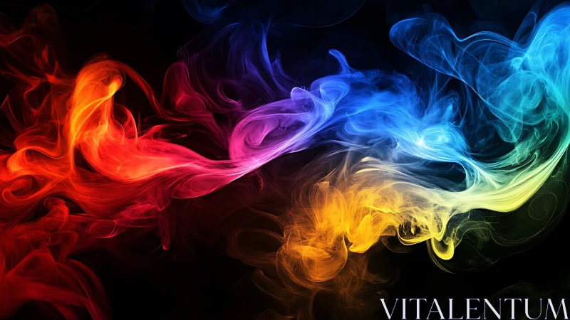 Colorful swirling smoke dance in a cozy night sky.