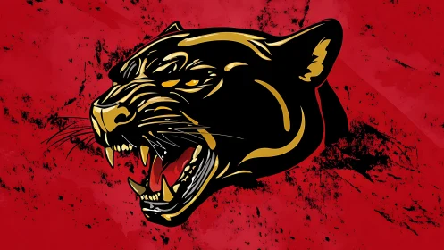 High-contrast vector panther head with aggressive snarl rendering