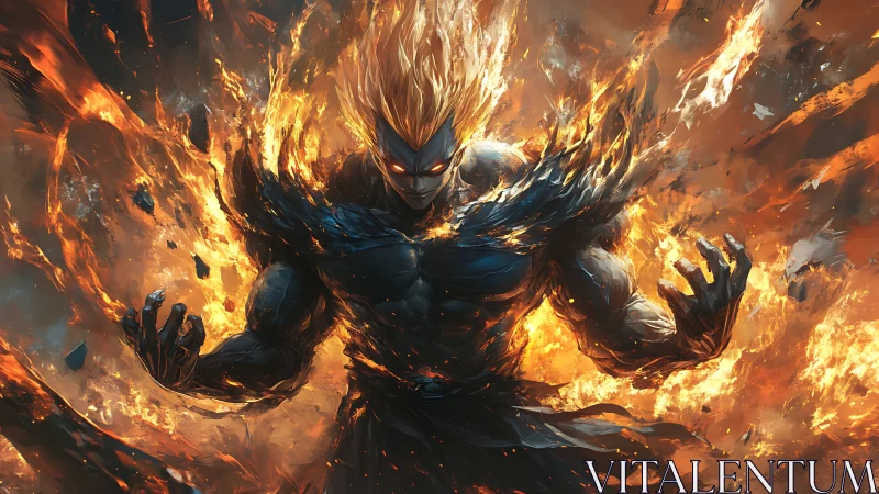 Inferno titan ascends in storm of living flame and shadowed power.
