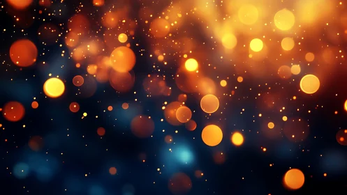 Defocused warm bokeh orbs on deep navy gradient background
