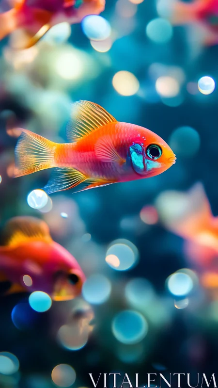 Glowing coral reef fish drifting through dreamy blue light.