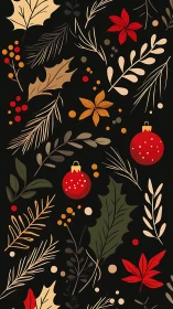 Festive forest whispers with ornaments and winter botanicals.