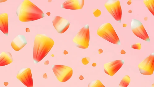 Gradient Candy Petals Abstract Composition. Pink Background.