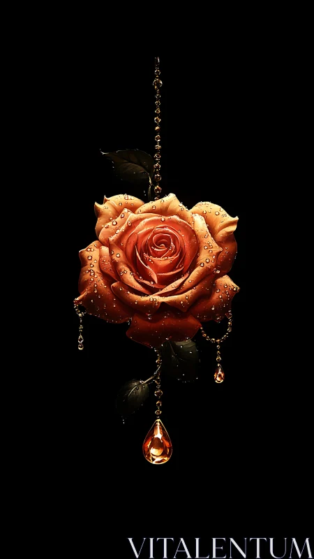 Crystalline Rose with Suspended Gem Pendants.