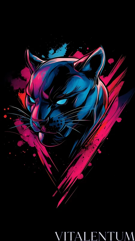 Blue and magenta tiger head with explosive ink splatter effect
