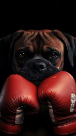 Determined boxer pug strikes a powerful stance ready to fight.