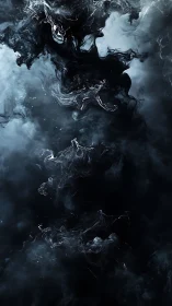 Midnight nebula ink swirls drifting through stormy void.