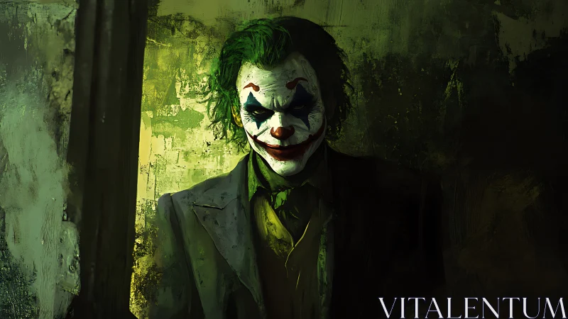 Grinning clown of chaos emerges from dripping green shadow.