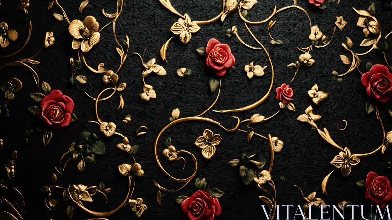 Gilded Roses in Midnight: A Luxury Floral Dance