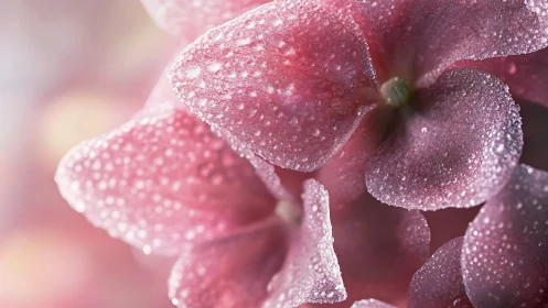 Frost-Covered Petals in Crystalline Pink Bloom.