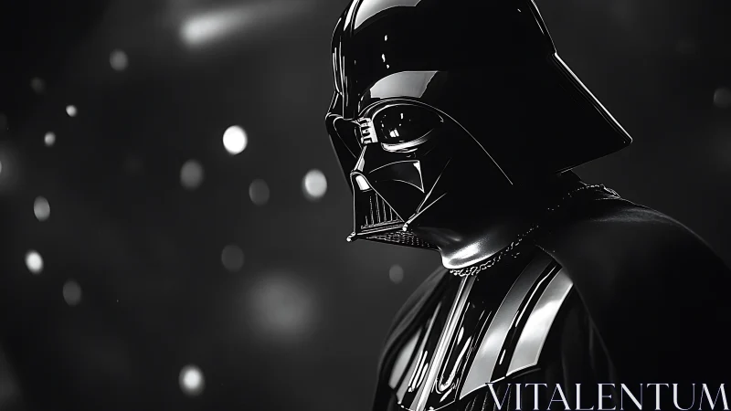 Dark armored figure rendered in high-contrast photorealistic light