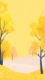 Autumn Landscape. Golden trees frame serene pathway.