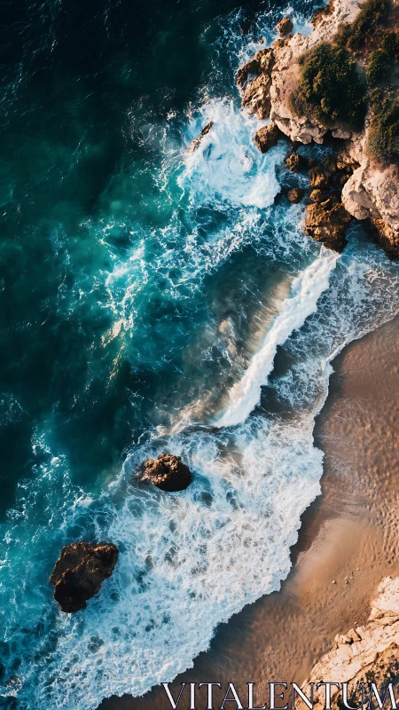 Tidal rhapsody against sunlit cliffs and caramel sand shores.